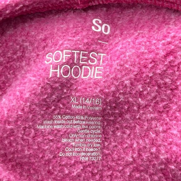 So Girls' Softest Fleece Hoodie Pink with Rainbow Unicorn Size L (14-16) - Picture 5 of 5